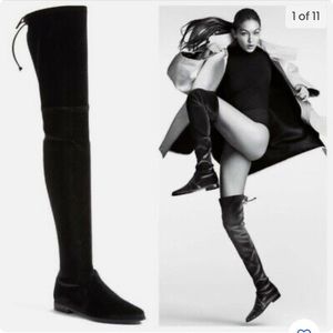 Stuart Weitzman Leggylady Stretch Velvet Over the Knee Thigh High Boots Size 9